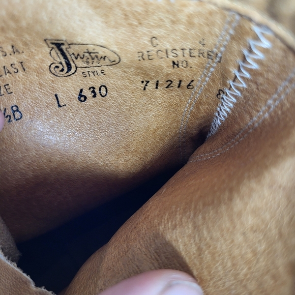 JUSTIN MENS RARE'630'KILTED LACE PACKER-STYLE BOOT CHEYENNE/BULLHIDE 7.5 B - Picture 4 of 13